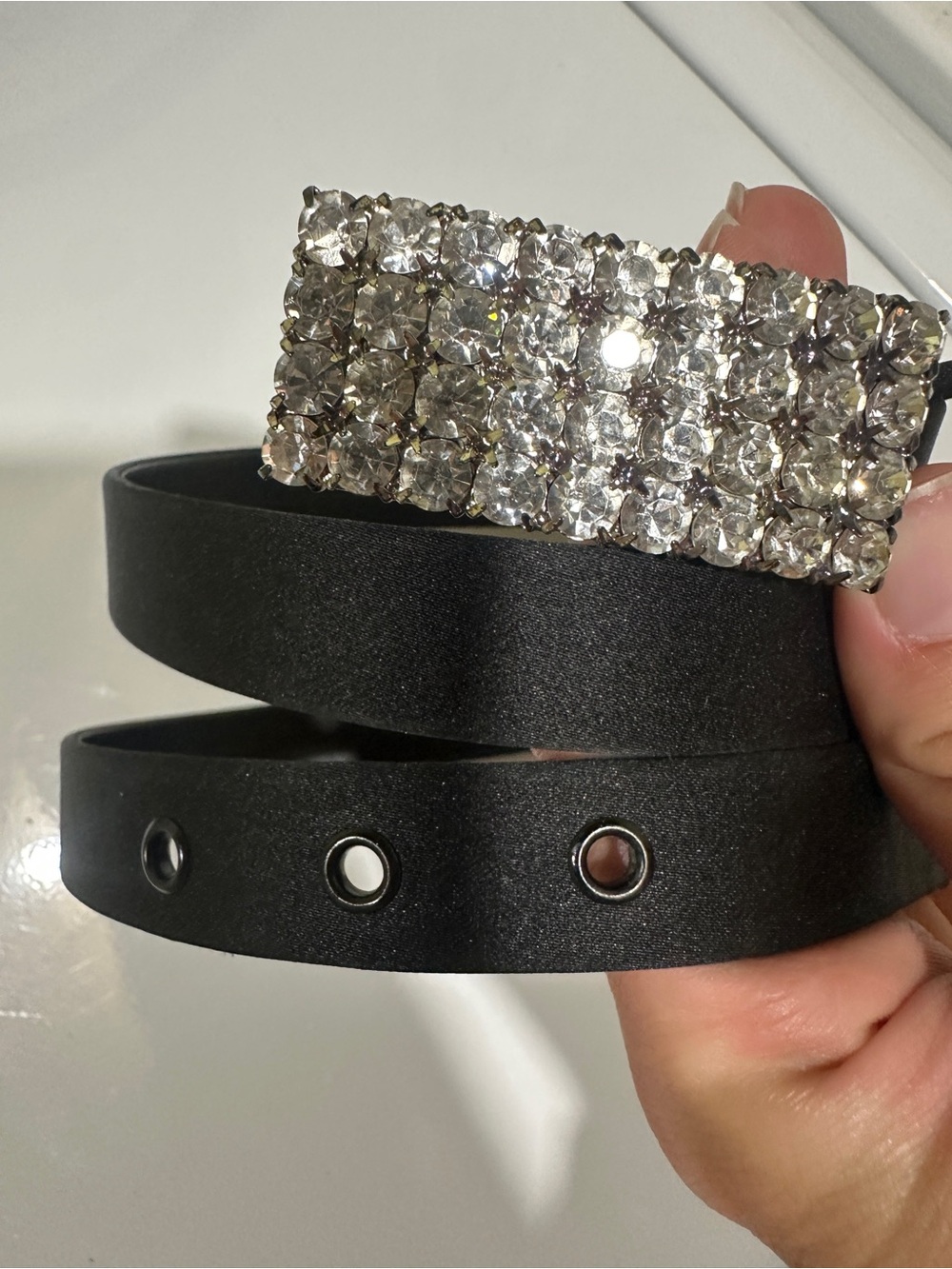 Calvin Klein Black Belt with Crystal Buckle